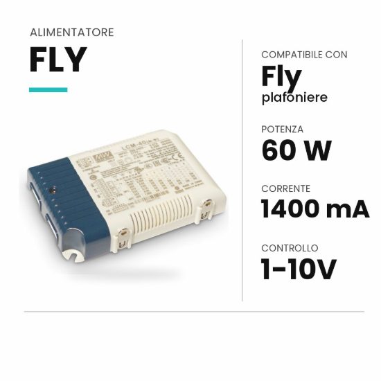 Ideal lux fly alimentatore dimmerabile 1-10v 60w 1400ma per plafoniere 60cm