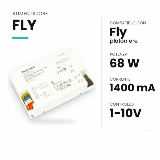 Ideal lux fly alimentatore dimmerabile 1-10v 68w 1400ma per plafoniere 90cm