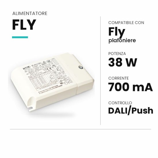 Ideal lux fly alimentatore dimmerabile dali/push 38w 700ma per plafoniere 45cm