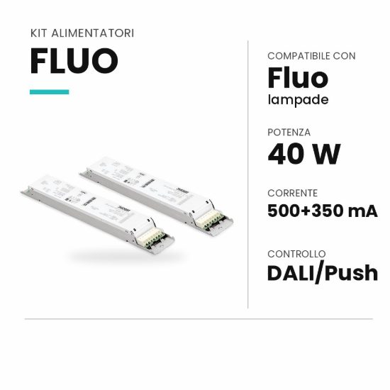 Ideal lux fluo kit alimentatori dali/push 500+350ma per lampade a doppia emissione 120cm