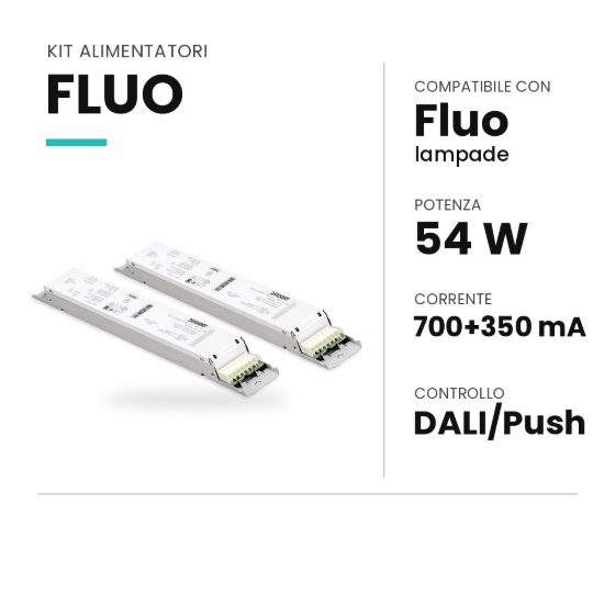 Ideal lux fluo kit alimentatori dali/push 700+350ma per lampade a doppia emissione 180cm