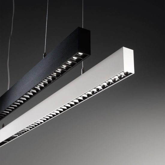 Ideal lux office accent lampadario lineare led 30w 3000k 112,8cm per ufficio moderno bianco