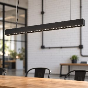 Ideal lux office accent lampadario lineare led 30w 4000k 112,8cm per ufficio moderno nero