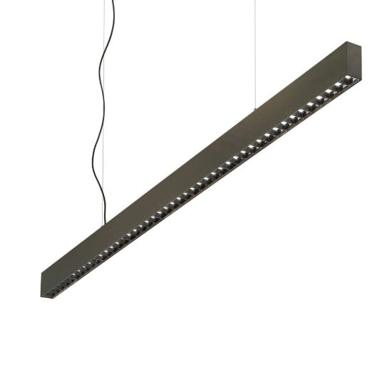 Ideal lux office accent lampadario lineare led 30w 4000k 112,8cm per ufficio moderno nero