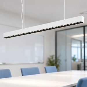 Ideal lux office accent lampadario lineare led 30w 4000k 112,8cm per ufficio moderno bianco