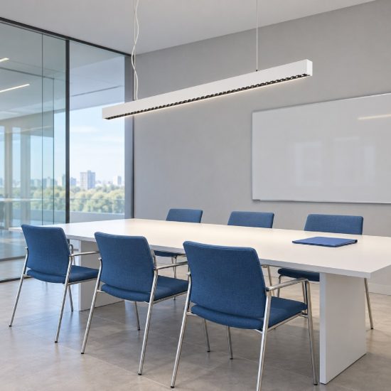 Ideal lux office accent lampadario lineare led 30w 4000k 112,8cm per ufficio moderno bianco