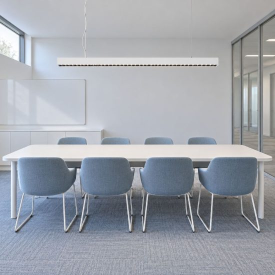 Ideal lux office accent lampadario lineare led 30w 4000k 112,8cm per ufficio moderno bianco
