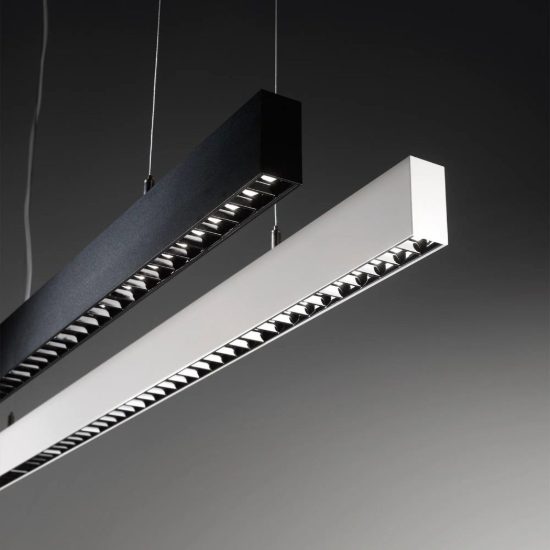 Ideal lux office accent lampadario lineare led 30w 4000k 112,8cm per ufficio moderno bianco