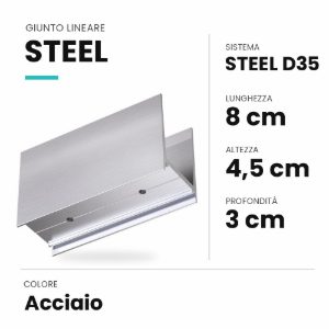 Ideal lux steel giunto lineare 8cm per sistema lineare acciaio