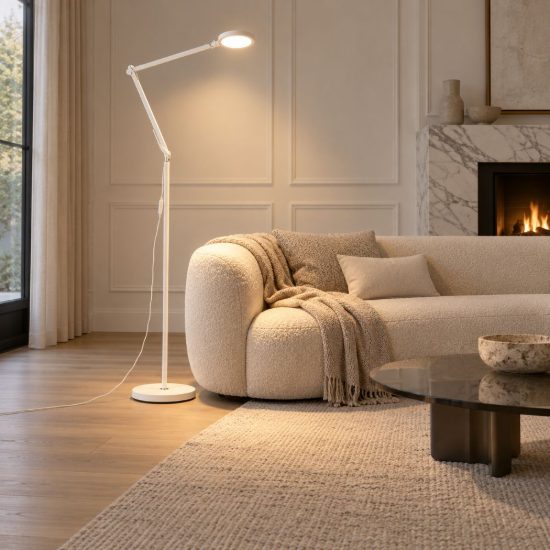 Ideal lux futura lampada da terra led 12,5w 4000k dimmerabile 145cm per soggiorno moderna bianca