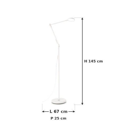 Ideal lux futura lampada da terra led 12,5w 4000k dimmerabile 145cm per soggiorno moderna bianca