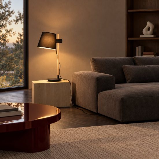 Ideal lux axel lampada da tavolo e27 66cm per soggiorno moderna nera con stelo in legno