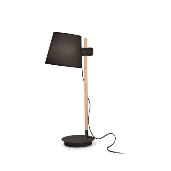 Ideal lux axel lampada da tavolo e27 66cm per soggiorno moderna nera con stelo in legno