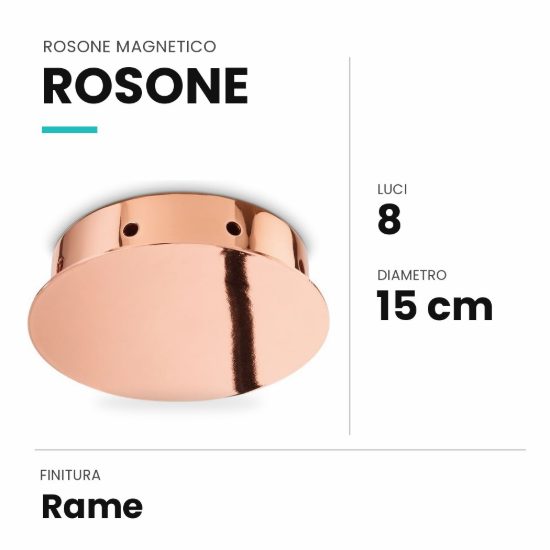 Ideal lux rosone magnetico a 8 luci 15cm rame