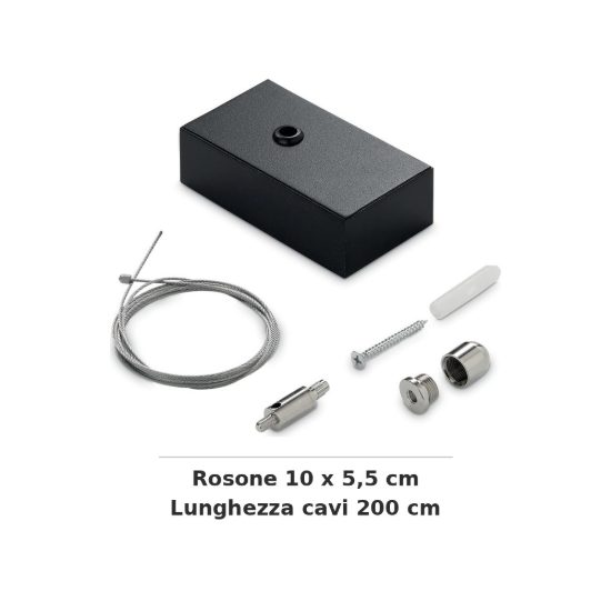 Ideal lux steel rosone con kit di sospensione 200cm per sistema lineare nero