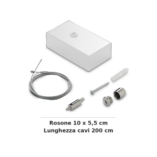 Ideal lux steel rosone con kit di sospensione 200cm per sistema lineare bianco