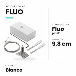 Ideal lux fluo rosone con kit di sospensione 5m per profilo bianco