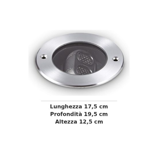 Ideal lux taurus faretto da incasso da esterno pavimento led 6w 3000k 17,5cm rotondo acciaio