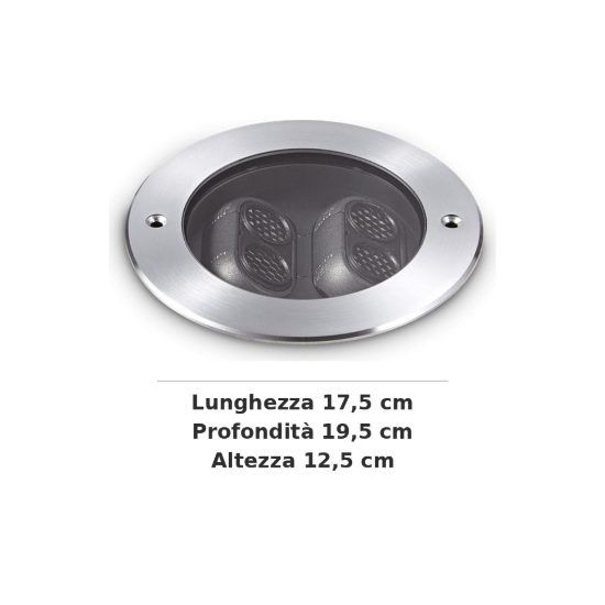 Ideal lux taurus faretto da incasso da esterno pavimento led 11w 3000k 17,5cm rotondo acciaio