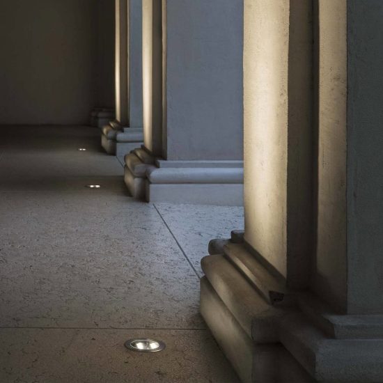 Ideal lux taurus faretto da incasso da esterno pavimento led 14w 3000k 25,5cm rotondo acciaio