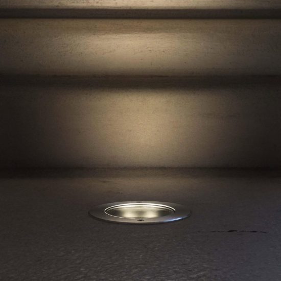 Ideal lux taurus faretto da incasso da esterno pavimento led 14w 3000k 25,5cm rotondo acciaio