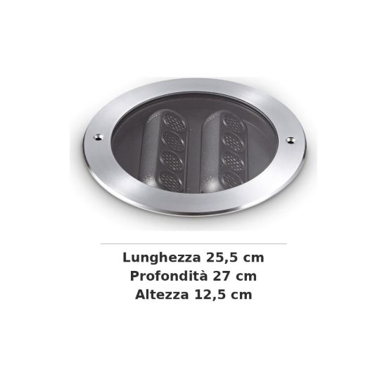 Ideal lux taurus faretto da incasso da esterno pavimento led 14w 3000k 25,5cm rotondo acciaio