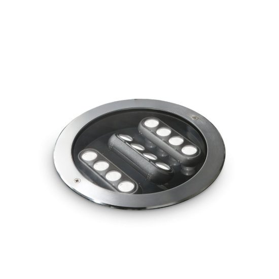 Ideal lux taurus faretto da incasso da esterno pavimento led 20w 3000k 25,5cm rotondo acciaio