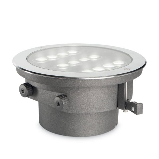Ideal lux taurus faretto da incasso da esterno pavimento led 20w 3000k 25,5cm rotondo acciaio
