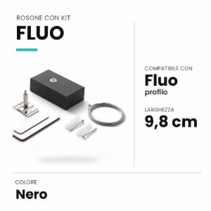 Ideal lux fluo rosone con kit di sospensione 2m per profilo nero