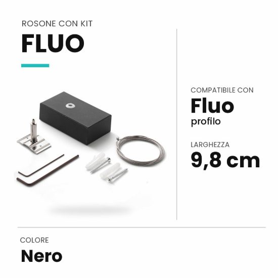 Ideal lux fluo rosone con kit di sospensione 2m per profilo nero