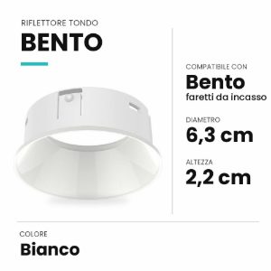 Ideal lux bento riflettore tondo per faretti da incasso bianco