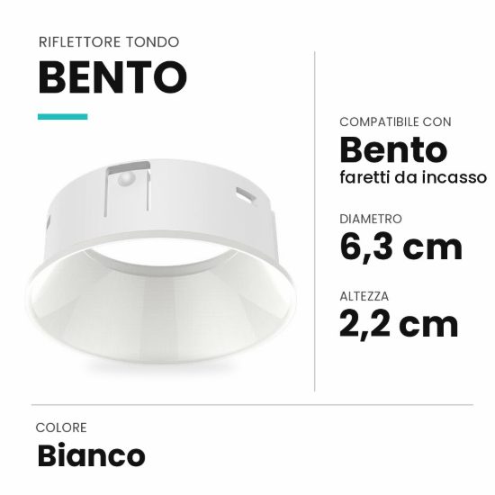 Ideal lux bento riflettore tondo per faretti da incasso bianco
