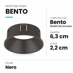 Ideal lux bento riflettore tondo per faretti da incasso nero
