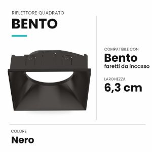 Ideal lux bento riflettore quadrato per faretti da incasso nero