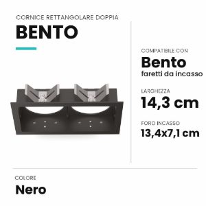 Ideal lux bento cornice rettangolare doppia per faretti da incasso nera