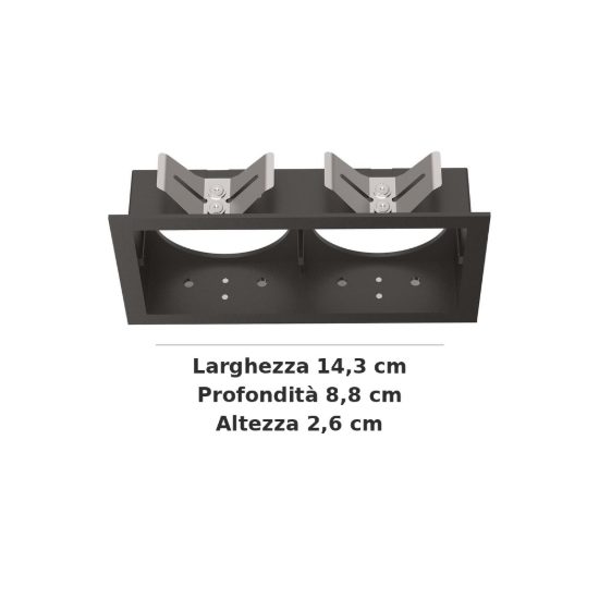 Ideal lux bento cornice rettangolare doppia per faretti da incasso nera