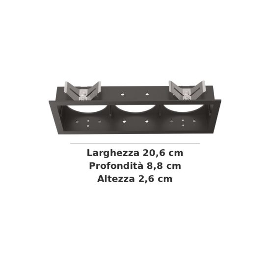 Ideal lux bento cornice rettangolare tripla per faretti da incasso nera