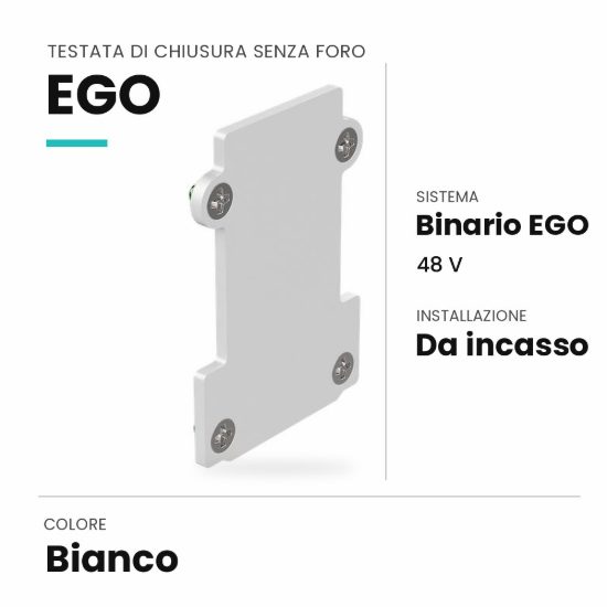 Ideal lux ego testata di chiusura senza foro per binario da incasso bianca