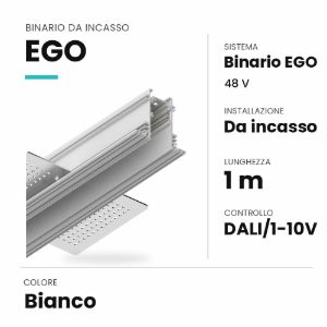 Ideal lux ego binario da incasso 48v 1m dali/1-10v bianco