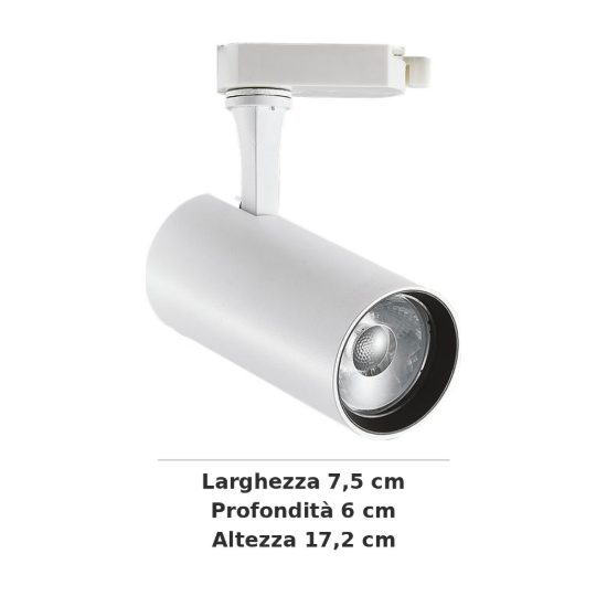 Ideal lux fox faretto per binario trifase orientabile led 15w 4000k cilindrico bianco