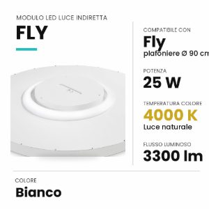 Ideal lux fly modulo led lineare a luce indiretta 25w 4000k per plafoniere 90cm bianco