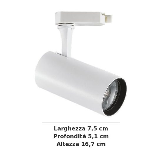 Ideal lux fox faretto per binario trifase orientabile led 8w 4000k cilindrico bianco