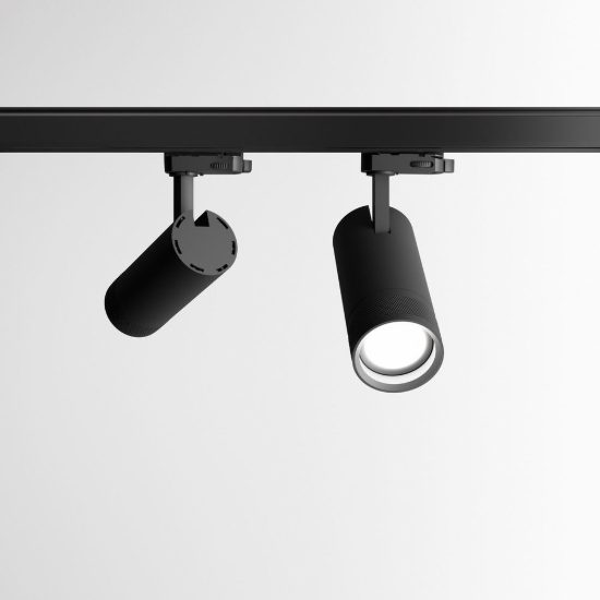 Ideal lux eos faretto per binario trifase orientabile led 25w 3000k con zoom cilindrico nero