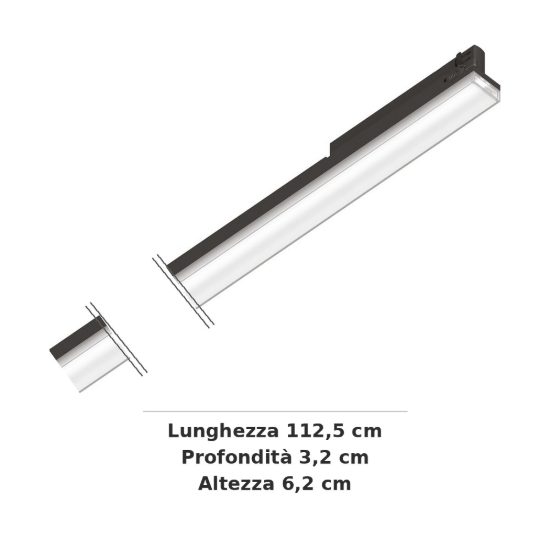 Ideal lux display lineare per binario trifase led 40w 3000k 112,5cm fascio largo nero