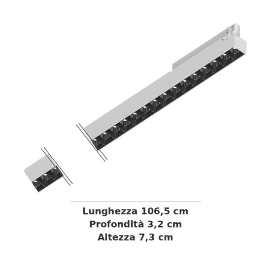 Ideal lux display lineare per binario trifase led 28w 3000k 106,5cm fascio stretto bianco