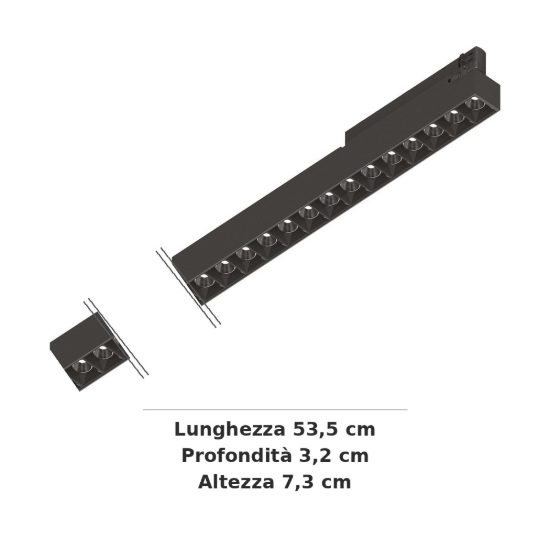 Ideal lux display lineare per binario trifase led 14w 3000k 53,5cm fascio stretto nero