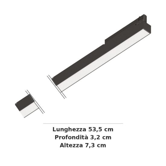 Ideal lux display lineare per binario trifase led 14w 4000k 53,5cm antiabbagliamento nero