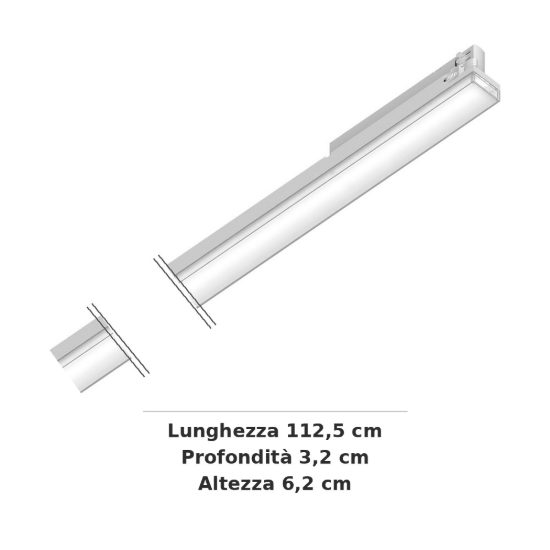Ideal lux display lineare per binario trifase led 40w 3000k 112,5cm fascio largo bianco
