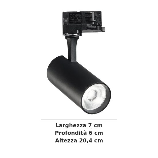 Ideal lux fox faretto per binario trifase orientabile led 15w 3000k cilindrico nero