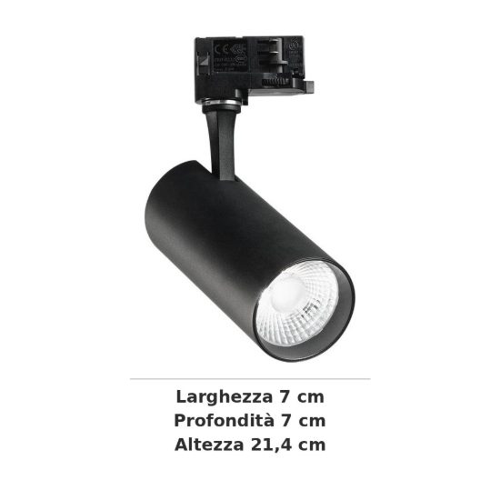 Ideal lux fox faretto per binario trifase orientabile led 25w 3000k cilindrico nero